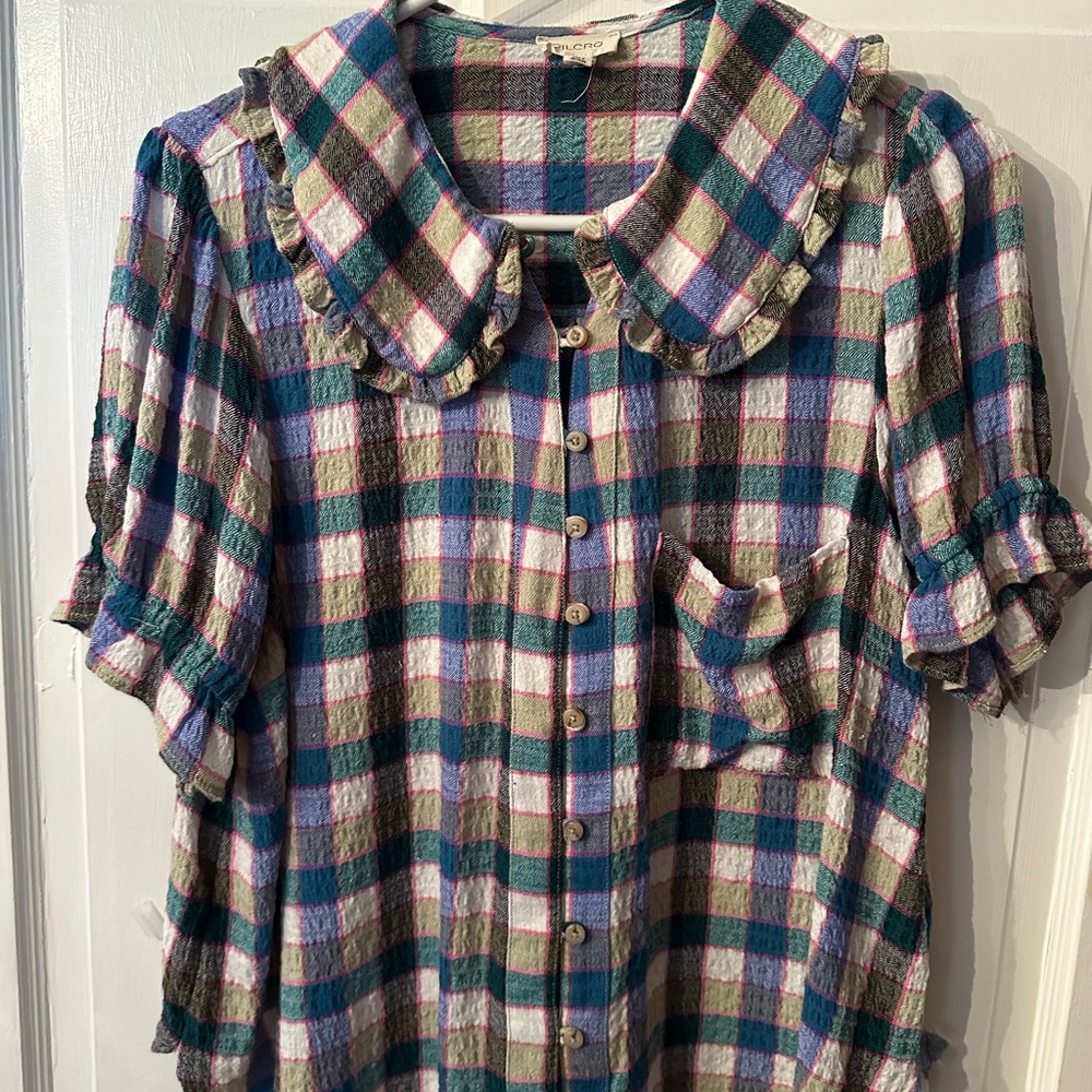 Pilcro Multicolor Plaid Blouse